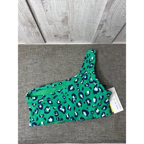 One-Shoulder Green & Blue Leopard Sports Bra By All In Motion Womens Size Small - Picture 2 of 7